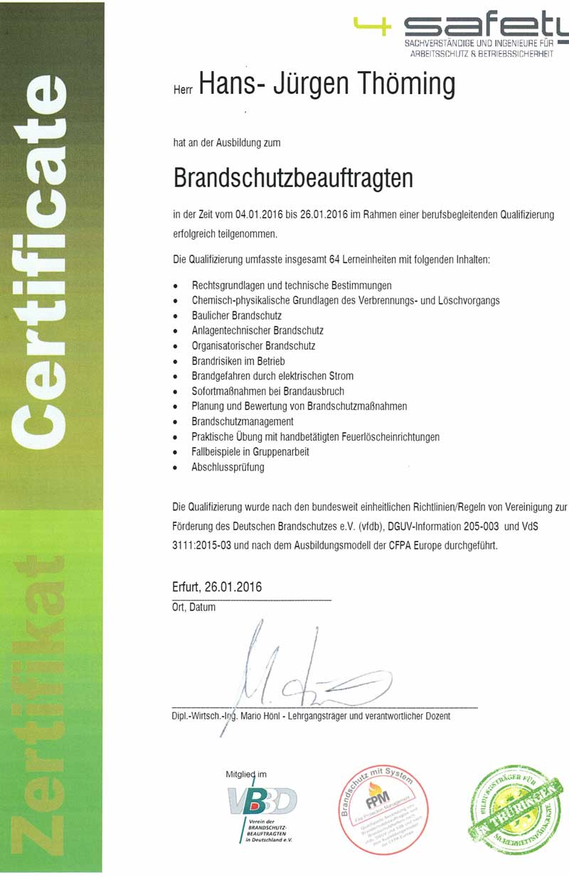 Zertifikat-Brandschutzbeauftragter